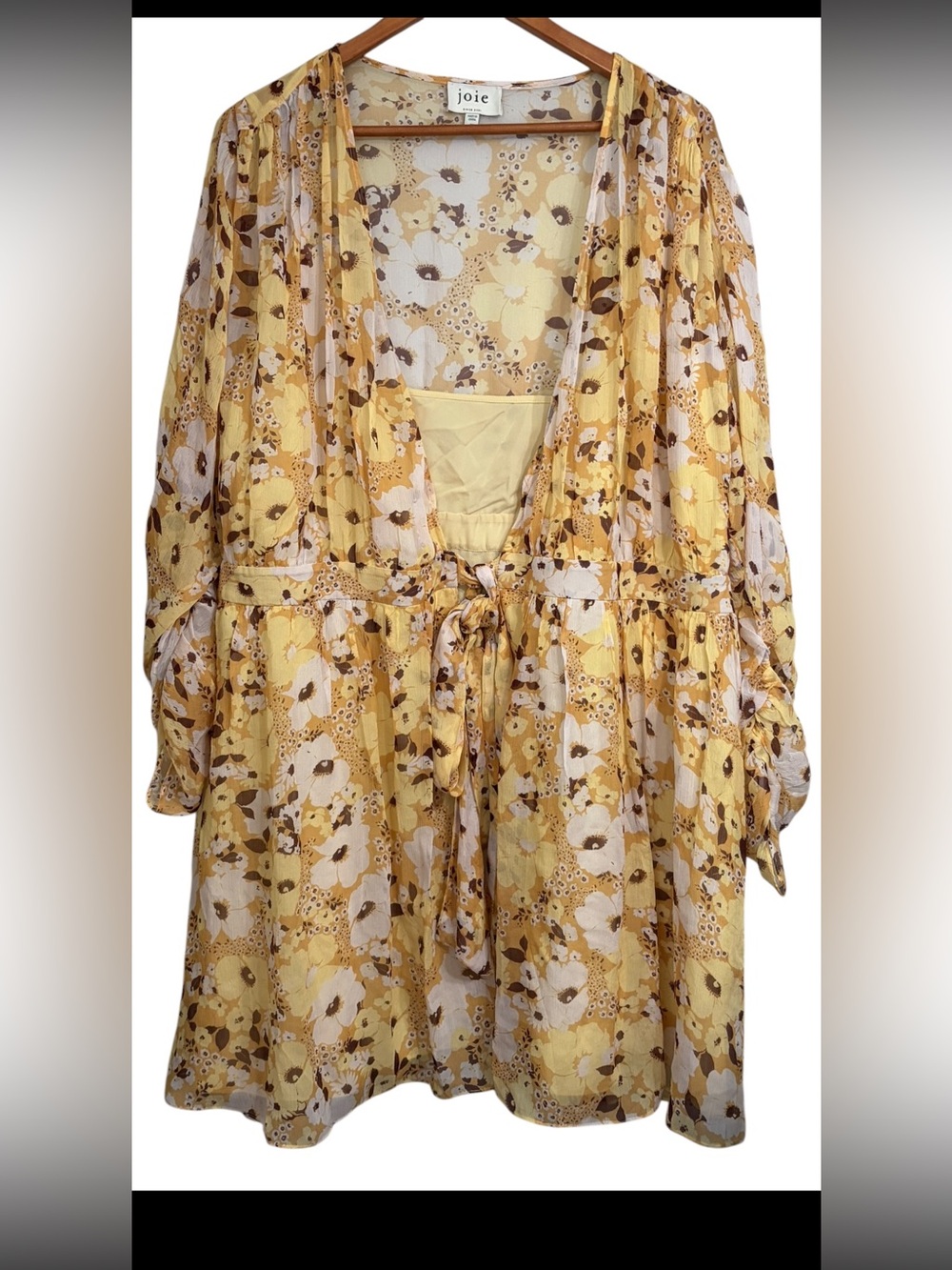 Joie Women’s Yellow Floral Silk Wrap Dress